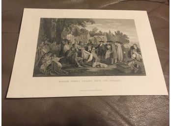 Antique WILLIAM PENN 'S TREATY With The INDIANS Engraving/WILL SHIP OR FOR PICK UP