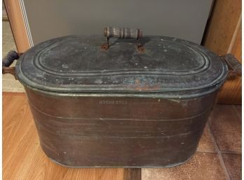 Antique Copper Boiler Wash Tub With Lid Primitive Farm