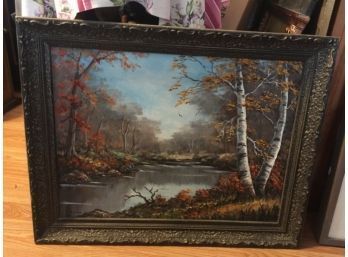 Fall Landscape River Oil Painting On Canvas