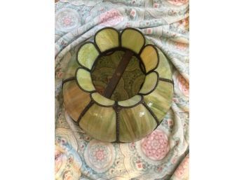 Vintage Stained Slag Glass Hanging Lamp Shade