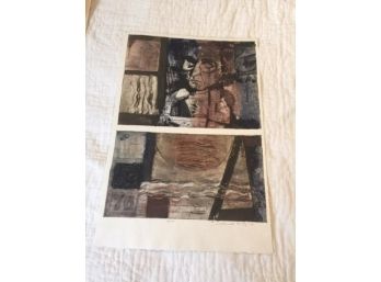 Vintage William Ashby McCloy Modernist Abstract Figures Collagraph