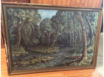 Vintage Or Antique Impressionist Florida Everglades Mangrove Oil Painting