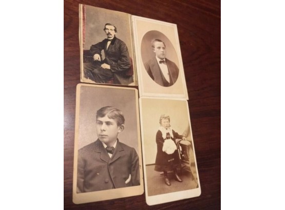 Antique 4 CDV Photos Of Family Late 1800's To Early 1900's