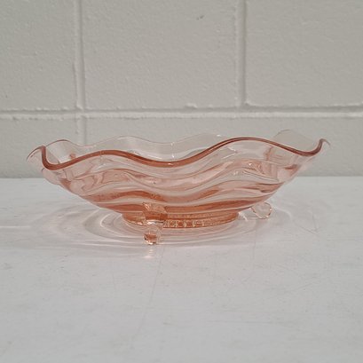 Footed Pink Depression Glass Bowl