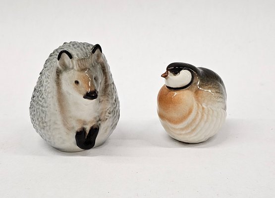 THE HEDGEHOG EEEE Ceramic Hedgie And Russian Bird Figurine