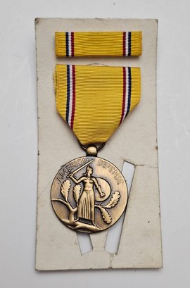 Vintage American Defense Medal On Original Card