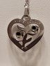 Vintage Signed 1975 F.C. Wolf Sterling Birthstone Heart Pendant Necklace Pink And Brown Topaz