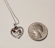 Vintage Signed 1975 F.C. Wolf Sterling Birthstone Heart Pendant Necklace Pink And Brown Topaz