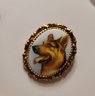 Hey GSD Lovers! Vintage Enamel And Porcelain German Shepherd Brooch Excellent Condition