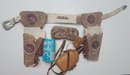Vintage Western Toy Holsters, Canteen, And Glasses Holder