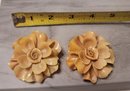 These Are  Amazing! Vintage 40s Lucite Floral Earrings HUGE!