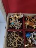 Whoa! Filled Vintage Jewelry Box With Vintage Goodies Brooches Bracelets And Necklaces Oh My!
