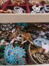 Whoa! Filled Vintage Jewelry Box With Vintage Goodies Brooches Bracelets And Necklaces Oh My!