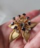 Gorgeous 40s-50s Prong Set Purple And Clear Rhinestone Flower Burst Brooch