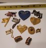 Vintage Patriotic Lot Brooches Pins Tie Tacks And Earrings Incl Signed Bauer Crystal Brooch