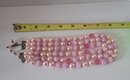 Who Doesn't Love Baby Pink! Vintage 50s Triple Strand Art Glass Choker