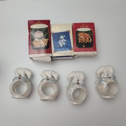 Polar Bear Pfaltzgraff Napkin Rings And Vintage Hallmark Ornaments