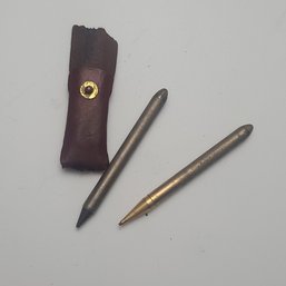 Antique Brass Pen And Pencil Set