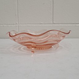 Footed Pink Depression Glass Bowl