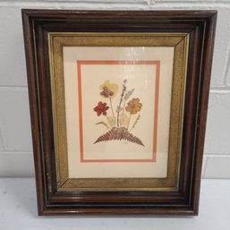 Vintage Signed Pressed Flower Framed Art