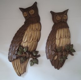 Vintage 1969 Sexton Metal Owl Wall Plaques So Cool! Great Condition
