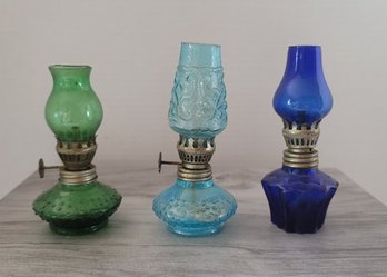 Vintage MCM Mini Glass Oil Lamps