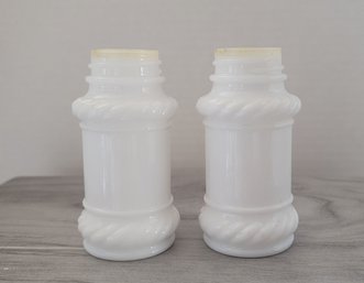 Vintage MCM Milk Glass Salt And Pepper Shakers Excellent Condition