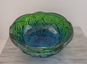 Vintage 70s Jeanette Glass Flashed Ombre Footed Glass Bowl