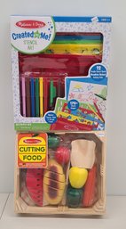 New In Box Melissa & Doug Stencil And Food Playsets