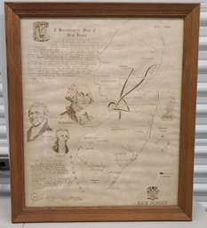 Vintage Bicentennial Framed New Jersey Map