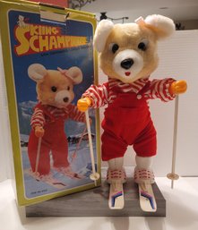 How Cute! Vintage 86 Skiing Champion Battery Operated Plush Bear 13in