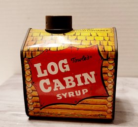 Vintage 60s Towles Log Cabin Syrup Metal Bank