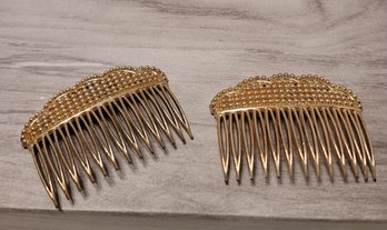 Vintage Gold Tone Plastic Hair Combs Made In The USA!