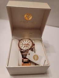 New With Tags In Box Adrienne Vittadini Rose Gold Watch MOP Face