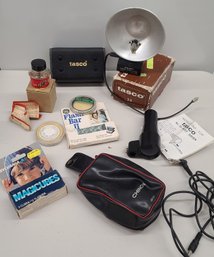 Vintage Camera Items And Audio Cable