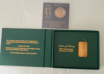 Statue Of Liberty Commemorative Copper Ingot And Authentic Material Coin