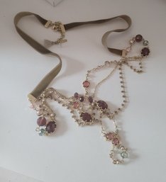 Like New! Signed Lonna & Lilly Velvet And Crystal Cascading Necklace LOVE!