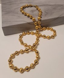 Vintage 90s Signed Napier Gold Tone Heavy Beaded Necklace