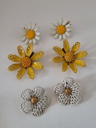 Vintage 40s-50s Enamel Floral Earring Lot