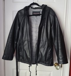 Awesome Vintage 80s Wilson Leather Quilted Belted Leather Hoodie Jacket