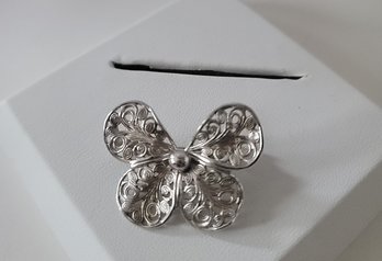 Vintage Signed Emmons Silver Tone Butterfly Brooch