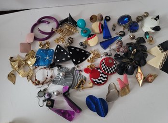 Vintage 60s-80s Pierced Earring Lot Those Checkered Ones!