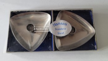 Vintage MCM Hanson Stainless Steel Minimalist Candlesticks Made In Denmark