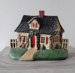 Adorable Vintage Cast Iron Cottage Door Stopper Needs Cleaning