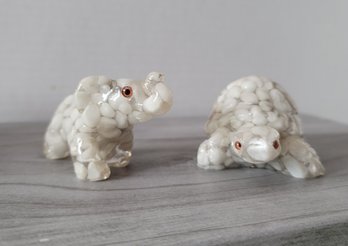 CUTE! Riccardo Marzi Italy Handmade Resin And Stone Elephant And Turtle Figurines