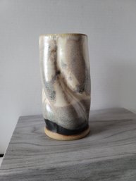 Unique Signed Vintage Twisted Art Pottery Vase