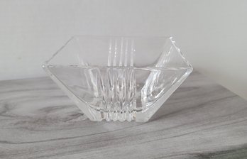 Vintage Signed Tiffany And Co Metropolis Square Crystal Bowl