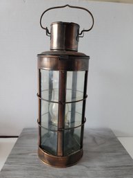 Vintage MCM Copper Kerosene Hanging Lantern Great Patina Needs Cleaning