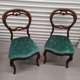 Set Of 2 Solid Wood Antique Accent Chairs