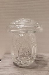 Betcha Don't Have One Of These! Vintage MCM Brilliant Cut Crystal Figural Mushroom/toadstool Apothecary/Candy